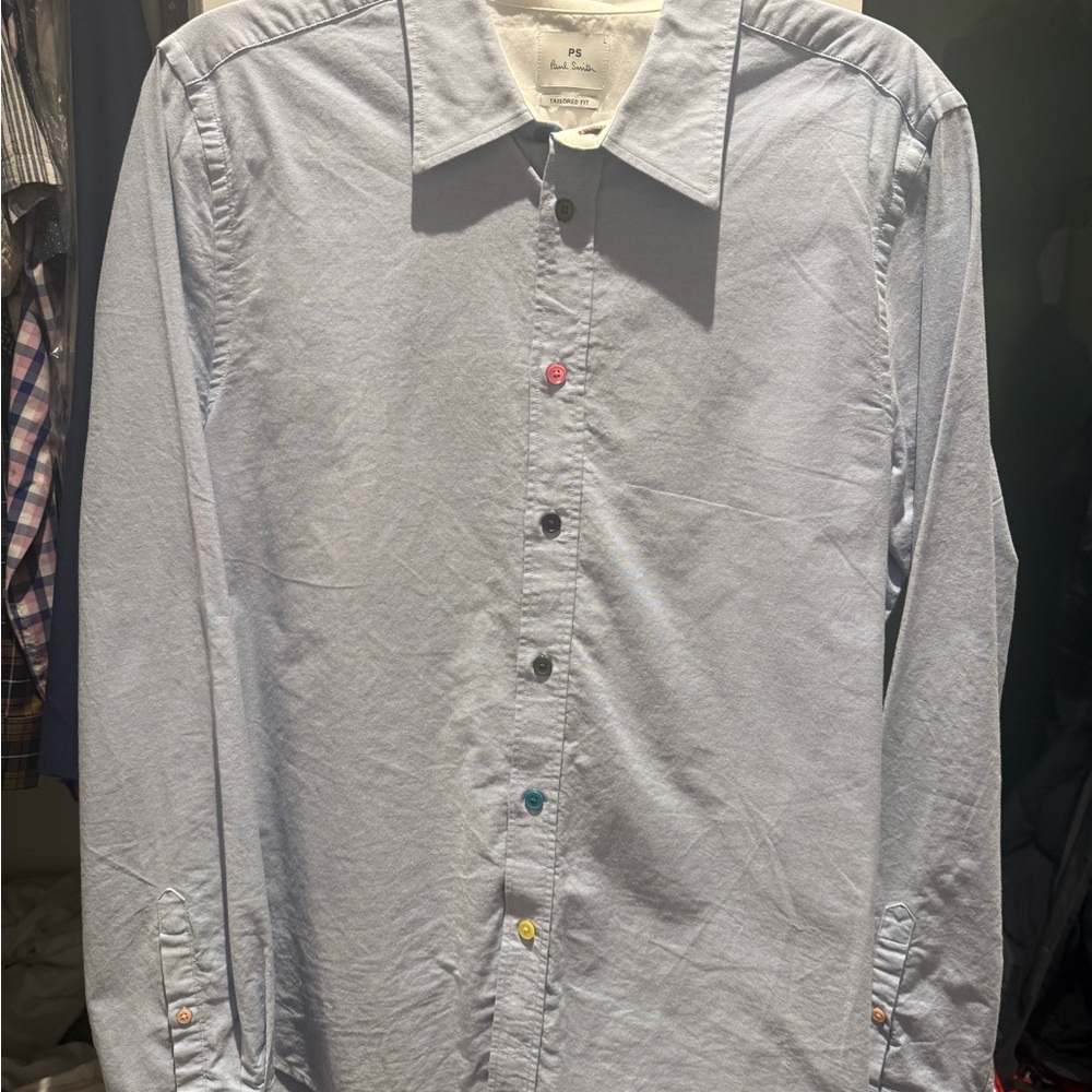 PS Paul Smith Sky Blue Shirt with Colorful Buttons